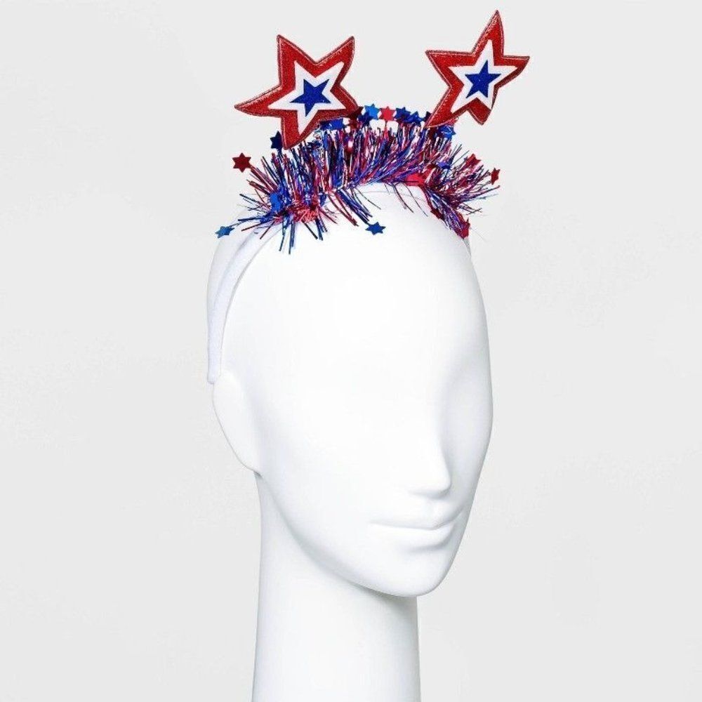 4th Of July Womens Multicolor Star Earring Sparkle Headband Two Piece Set
